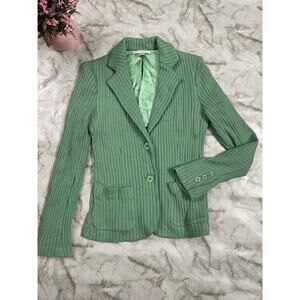 VINTAGE Petite Sophisticate Women Green Collar Princess Satin Sleeve Sweater